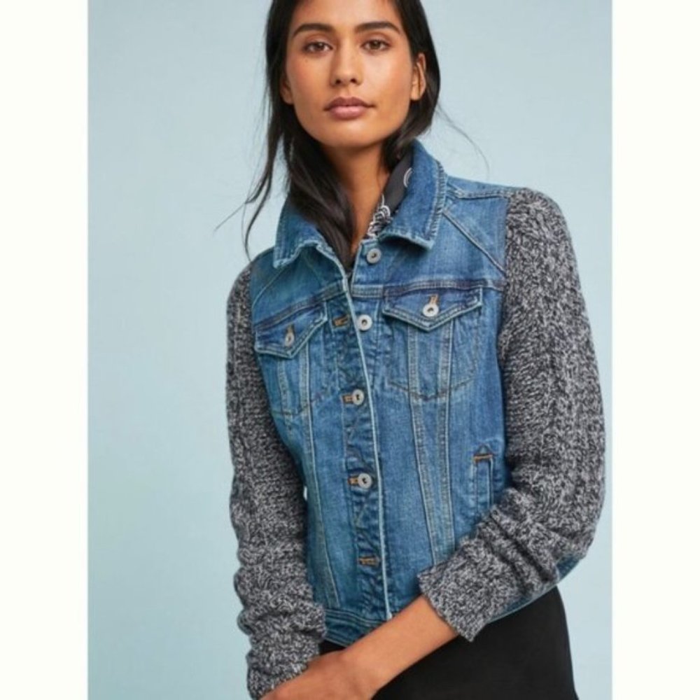 NWT Anthropologie Pilcro jean jacket w/knit sleeve
